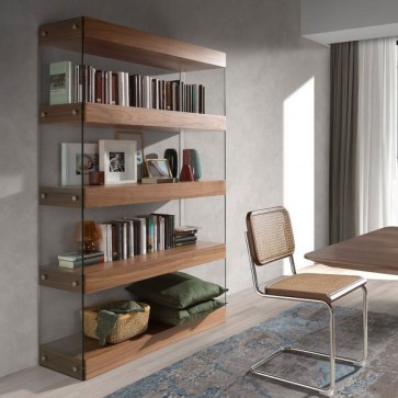 Libreria design in vetro per casa e ufficio. Librerie classiche e moderne con ripiani in MDF laccato e legno impiallacciato noce.