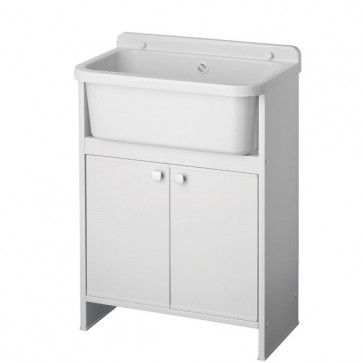 Kit mobile lavatoio in PVC antiacido, misure 55x34x80H cm. Lavatoio lavanderia con vasca lavaggio in polipropilene, ideale anche per l'esterno.