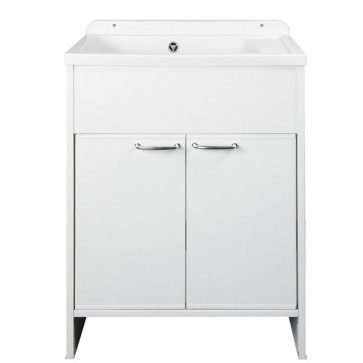 Kit mobile lavatoio in PVC antiacido, misure 58x38x85H cm. Lavatoio lavanderia con vasca lavaggio in polipropilene, ideale anche per l'esterno.