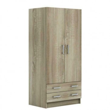 Armadio guardaroba cameretta in legno con ante e 2 cassetti. Armadi per camerette rovere con doppia anta e cassettiera, misure 82x46x184H cm.
