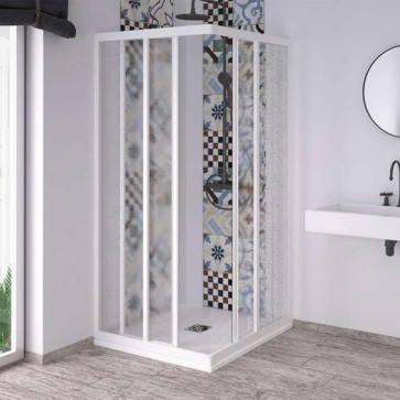 Box doccia angolare con profili in PVC e acrilico da 1,8 mm. Cabina docce bagno Acril angolari con estensione regolabile, dimensioni 75x75x190h cm.