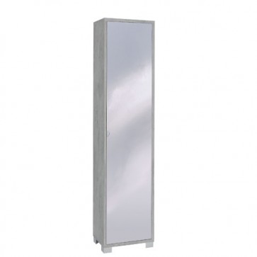 Mobile scarpiera multiuso con 4 ripiani regolabili, dimensioni 43x29x190 cm. Scarpiere colonna cemento 1 anta a specchio, ideale in bagno o in lavanderia.