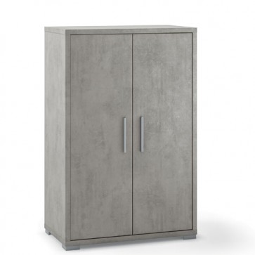 Mobile multiuso casa con 2 ripiani regolabili. Armadio ufficio cemento con 2 ante, misure 110x71x41 cm.