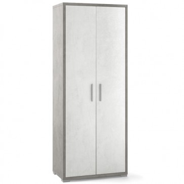 Armadio mobile multiuso con 4 ripiani. Armadi ufficio cemento con 2 ante bianco ossido, misure 182x71x41 cm.