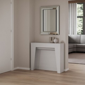 Tavolo consolle bianco frassino allungabile fino a 211 cm. Tavoli consolle allungabili con tre prolunghe in legno, ideali in cucina e sala da pranzo.