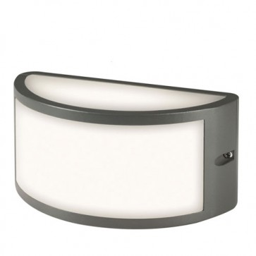 Applique lampada E27 da parete in pressofusione di alluminio grigio, lampade da esterno per giardino Sovil della linea Bia.