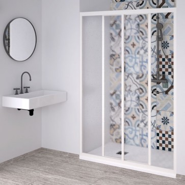 Box doccia con profili in PVC e acrilico da 1,8 mm. Cabina docce bagno Acril con estensione regolabile, altezza 190 cm estensibilità cm 140÷130 cm.