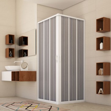 Box doccia angolare a soffietto con profili in PVC  da 1,2 mm. Cabina docce bagno con estensione regolabile, dimensioni 80x100x185h cm.