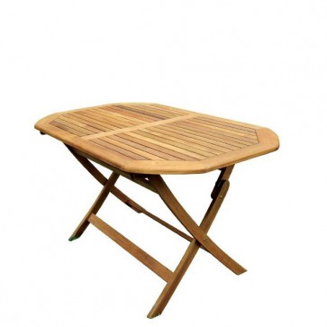 Tavolo ovale pieghevole da giardino in legno acacia, tavoli richiudibili pieghevoli da esterno per terrazzo dimensioni 120x75x72H cm.
