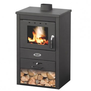 Stufa a legna 9 Kw con struttura in acciaio e ghisa. Stufe a legna con caricamento frontale, indispensabili per riscaldare casa.