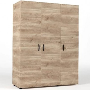 Armadio guardaroba camera da letto in legno con tre ante. Armadi per cameretta rovere con tripla anta e 4 ripiani,