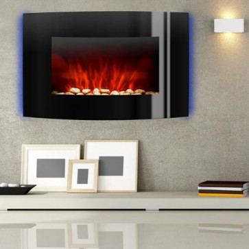 Camino a bioetanolo da parete con vetro e potenza massima 3,5 kW/h, la stufa bioetanolo Round non necessita di canna fumaria. Dimensioni 63x15,5x45h cm
