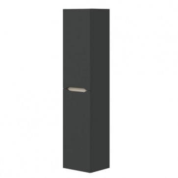 Colonna sospesa per mobile bagno Denver. Armadietto in legno per mobili Fores con tre ripiani e due ante grigio antracite. Dimensioni 31X26X135h cm.