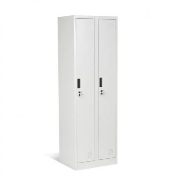 Armadietto metallico ufficio CR-1242-2, armadio sporco pulito in metallo 2 ante con serratura. Armadietti spogliatoio metallici sicurezza Haccp per i vestiti, dimensioni 45x60x185 cm.