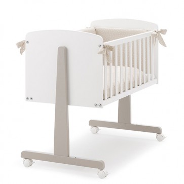 Lettino culla Erbesi per neonato, culletta bambini in legno bianco