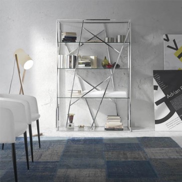 Libreria scaffale design in acciaio e vetro Angel Cerdà per casa e ufficio. Librerie scaffali moderne bianca.