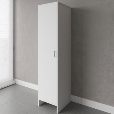 Armadio lavanderia multiuso da interno in resina. Armadietto colonna portascope bianco da esterno, misure H182x49x46 cm.
