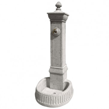 Fontana decorativa da giardino colore bianco cemento, fontane decorative da esterno in granulato di pietra dimensioni 45x55x125h cm.