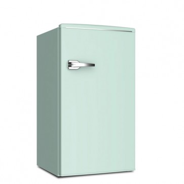 Frigorifero albergo monoporta da tavolo Akai verde. Frigoriferi sottotavolo vintage 90 litri con freezer congelatore, ideale per gli alberghi e nei camper.