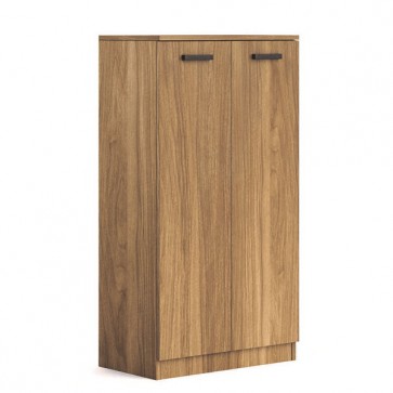 Armadio multiuso scarpiera con 2 ante, dimensioni 71x38x130 cm. Scarpiere armadietto in legno colore noce naturale, ideale per tutti i modelli di scarpe e stivali.