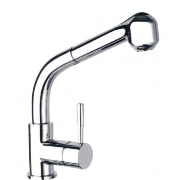Rubinetto cucina lavello a canna alta. Miscelatore monocomando per lavelli cucina con doccetta estraibile e cartuccia 40 mm.