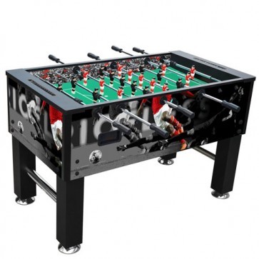 Calciobalilla professionale grande in legno, ideale anche per esterno. Biliardino nero per adulti o bambini con segnapunti e palline incluse.