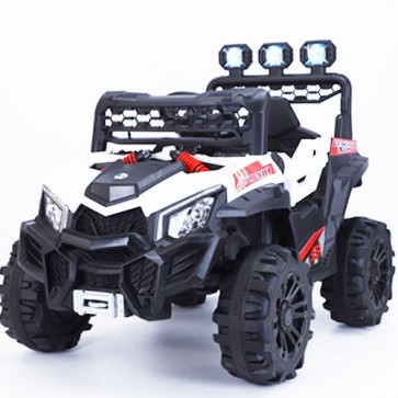Auto macchina elettrica 12 Volt per bambini con telecomando, luci e sospensioni. Fuoristrada jeep elettrico bianco per bambino con bluetooth.