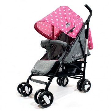 Passeggini leggeri 4 ruote per bambini richiudibile a ombrello, passeggino leggero da viaggio per bambina colore rosa e grigio. Carrozzina neonato completa di borsa