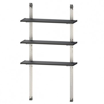 Scaffalatura 3 ripiani per casetta da giardino Keter. Scaffale porta attrezzi in metallo con altezza regolabile.