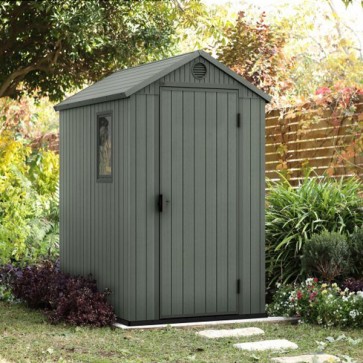 Casetta Keter da giardino con pannelli evotech. Casette con rifinura effetto legno naturale, robusta e ideale per riporre attrezzi e per qualsiasi esigenza in giardino.