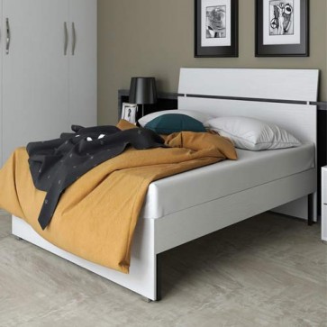 Letto matrimoniale due piazze in legno per camera da letto. Letti matrimoniali bianco frassinato 2 posti ideale anche per la cameretta dei bambini, dimensioni 200x171x98 cm.