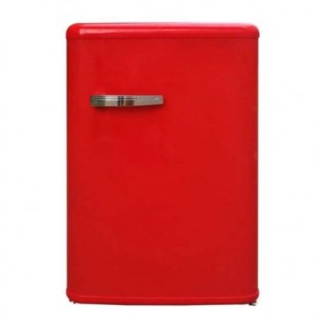 Frigorifero albergo monoporta da tavolo Akai rosso. Frigoriferi sottotavolo vintage 90 litri con freezer congelatore, ideale per gli alberghi e nei camper.