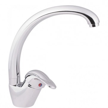 Rubinetto cucina lavello a canna alta. Miscelatore monocomando in ottone cromato per lavelli cucina con cartuccia 40 mm.