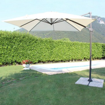 Ombrellone antivento da giardino con palo girevole in alluminio. Ombrelloni da terrazzo ecru 3x3, ideali anche per il balcone e tavoli esterni.