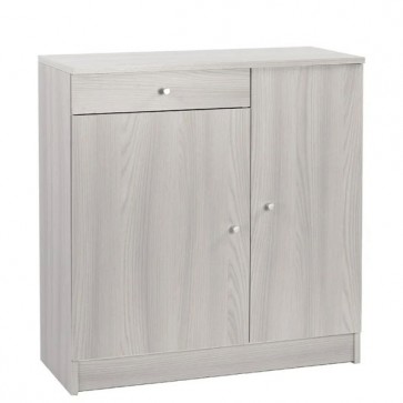 Armadio multiuso eucalipto con ripiani regolabili. Mobile bagno due ante e un cassetto in legno, ideale in lavanderia per i detersivi.
