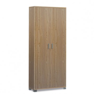 Mobile scarpiera multiuso con 8 ripiani regolabili, dimensioni 83x29x190 cm. Armadio Scarpiere con due ante noce stelvio, ideale in bagno o in lavanderia come portascope. 