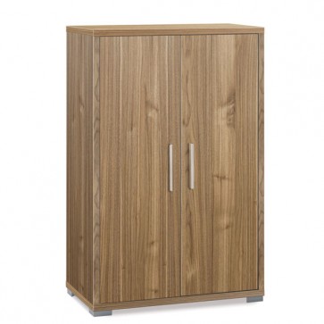 Mobile multiuso casa con 2 ripiani regolabili. Armadio ufficio noce stelvio 2 ante, misure 110x71x41 cm.