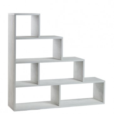 Libreria scaffale ossido bianco per ufficio. Librerie bifacciale soggiorno con 4 livelli, ideale per organizzare i tuoi libri e per esporre vasi e cornici.