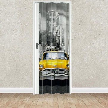 Porte interne a soffietto moderne, porta a soffietto bianca per gli interni della casa con stampa digitale. Dimensioni 115x214 cm