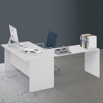 Scrivania ufficio angolare bianca con allungo 120 cm. Scrivanie porta pc in legno bianco frassinato per le camerette dei ragazzi
