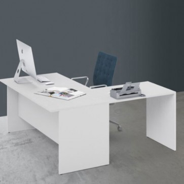 Scrivania ufficio angolare bianca con allungo 80 cm. Scrivanie porta pc in legno bianco frassinato per le camerette dei ragazzi