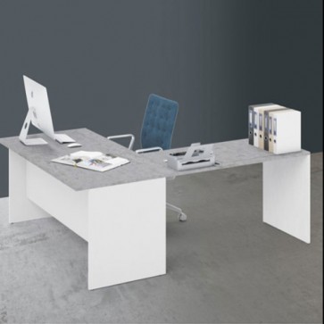 Scrivania ufficio angolare cemento con allungo 120 cm. Scrivanie porta pc in legno bianco frassinato per le camerette dei ragazzi