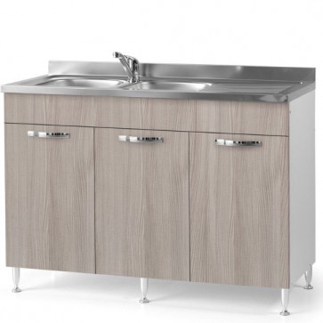 Sottolavello cucina componibile con ante 120 cm olmo, completo di lavello inox e miscelatore. Mobili sottolavelli per cucine componibili, 