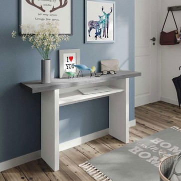 Consolle cemento allargabile fino a 70 cm. Tavoli apribile bianco, ideali per cucine e sala da pranzo. Dimensioni tavolo chiuso H77x120x35 cm.