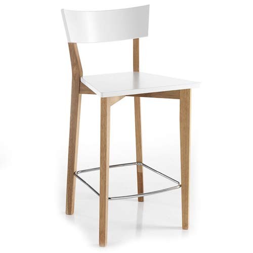Sgabello bar Tomasucci bianco in legno masello, set ...