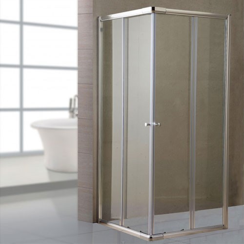 Box Doccia Angolare Altezza 185 Cm Cabina Doccia Bagno Con Cristallo Trasparente 6 Mm E Profilo In Alluminio Cromato Liscio Dimensioni 70x70 Cm