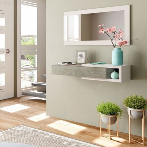 Mobile Ingresso Fores Con Specchio Mobili Entrata Design Moderno Con Cassetto E Specchi Dimensioni 19x95x26 Cm
