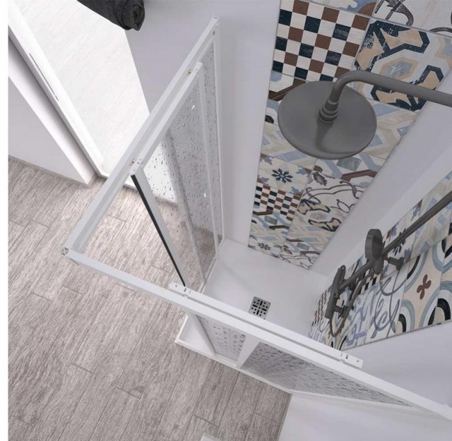 Box Doccia A Nicchia In Acrilico - Bianco, 140x190cm, Con Profili In PVC, Made In Italy - Foto 4