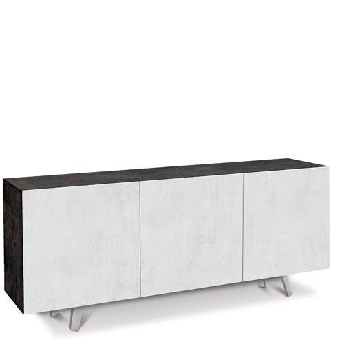Credenza buffet moderna nera con tre ante bianco ossido. Mobili
