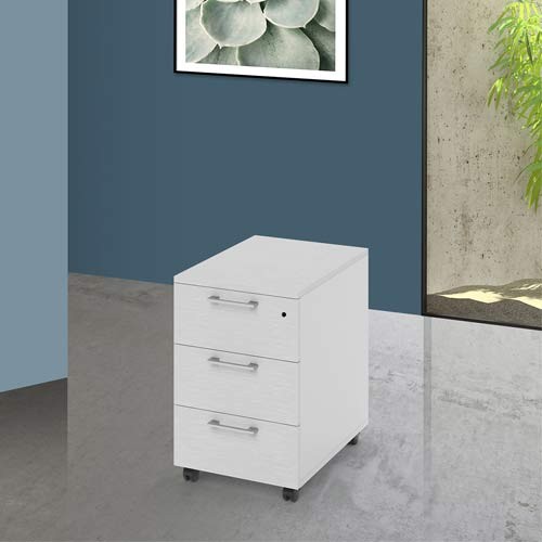 Cassettiera Ufficio 3 Cassetti Con Serratura - Con Rotelle 39x48x59cm - Bianco - Foto 3